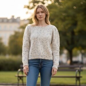 Vintage DAB Design White Knit Silver Sweater